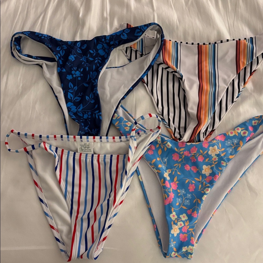 wild fable White Bikini Bottom with Red & Blue Stripes and three SHEIN bottoms!